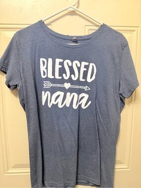 Instant Message Denim Blue Blessed Nana Tee Size XL